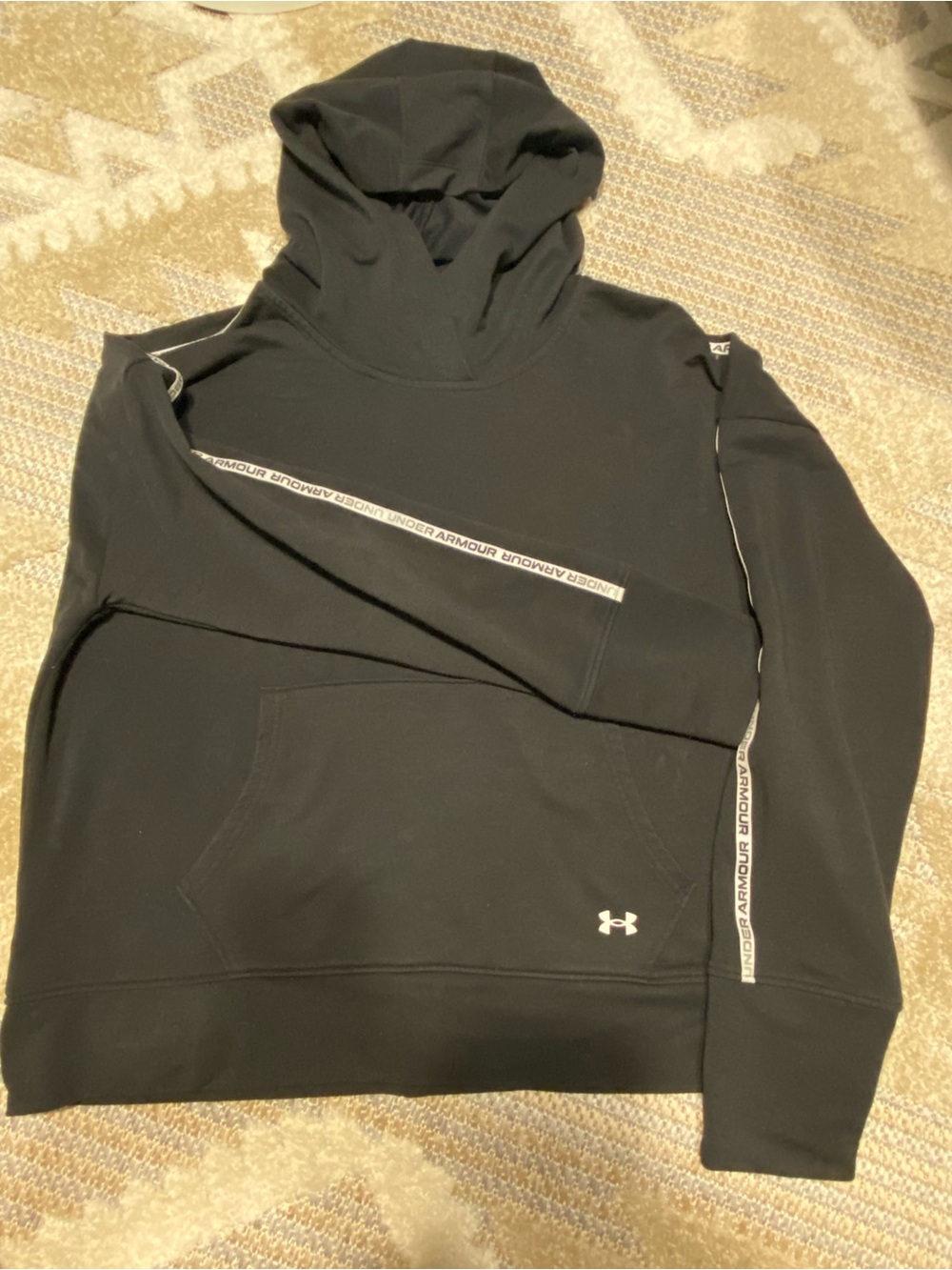 Under Armour Black Hoodie with White Logo Trim